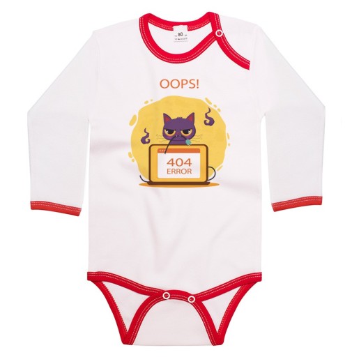 Бавовняне боді з довгим рукавом, розмір 68, застібається на кнопку