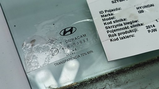 window door right rear part HYUNDAI I20