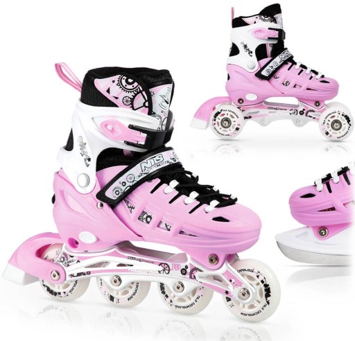 Роликові ковзани Nils Extreme NH10905 4в1, рожеві, розміри 39-42