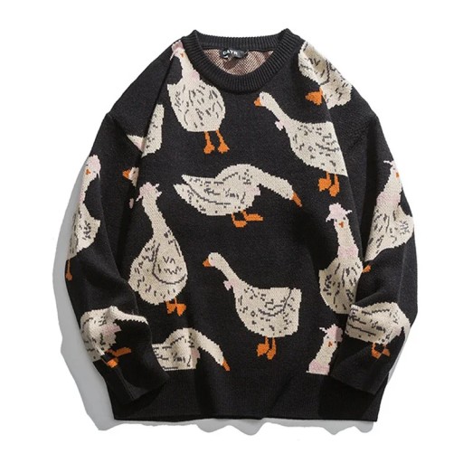 Japonský pletený sveter pre mužov Kreslené zvieratká Duck G