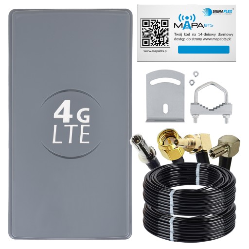 ANTENA ZEWNĘTRZNA DUAL WZMACNIACZ DO INTERNETU ROUTERA 3G 4G LTE + 50dBi
