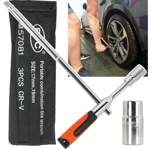 НАСАДКА ДЛЯ АВТОМОБИЛЬНЫХ КОЛЕСНЫХ КЛЮЧЕЙ СКЛАДНАЯ 17,19 мм