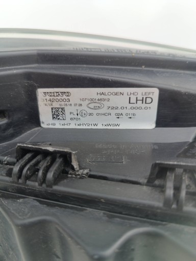 light front left EUROPA H7 31420003 Volvo V40 II (2012-2019)