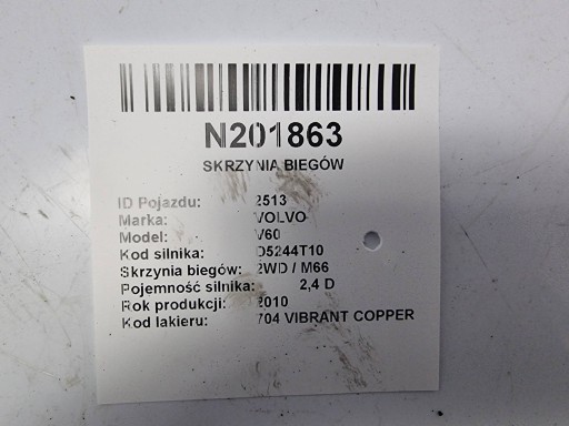 Getriebe 6G9R-7002-LF 2.4 205 KM VOLVO V60
