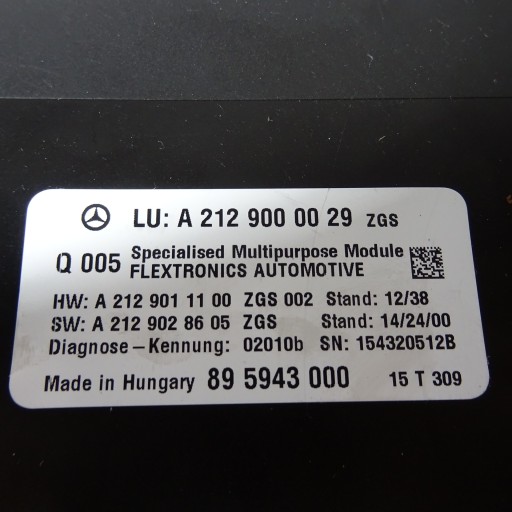 MERCEDES E S212 W212 control unit module A2129000029