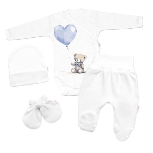 Baby Nellys dojčenský set 4 ks dieliková biela veľkosť 62 (57 - 62 cm)