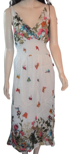 Sukienka indyjska letnia ramiączka biała 40 42 44 12176741316 - Allegro.pl