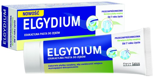 ELGYDIUM VZDELÁVACIA ZUBNÁ PASTA PRE DETI FARBIACI ZUBNÝ POVLAK 50ml