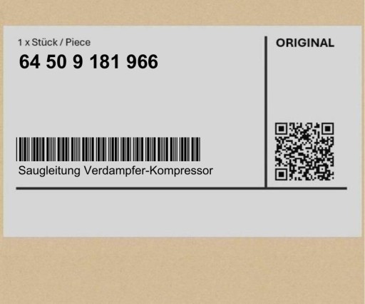 64509181966 9181966 - Всасывающий патрубок испарителя-компрессора BMW Cabrio R52 R53