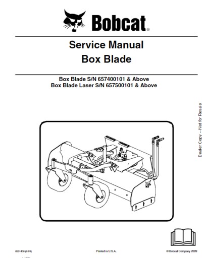 6901436 (6-09) - BobCat Service Repair Manual Box Blade