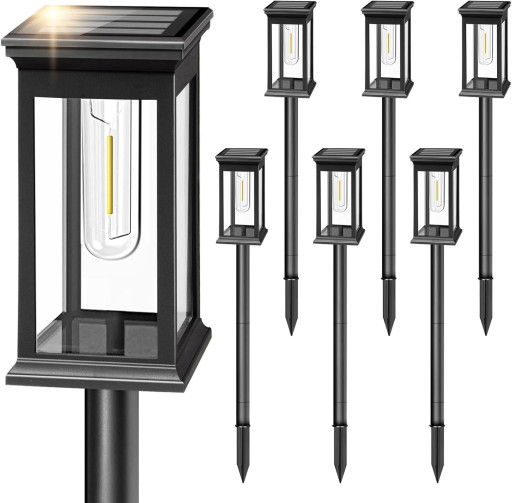 6x Zestaw Lampa ogrodowa Solarna Led wbijana Latarnia Żarówka Filament