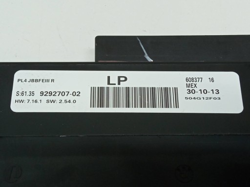 comfort control unit 9292707 Bmw X6 and (2009-2014) E71