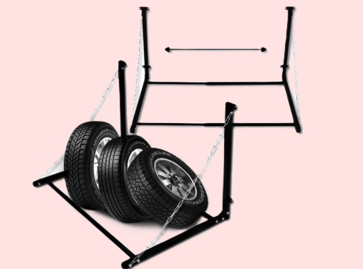 ВІШАЛКА НАСТІННА ДЛЯ ШИН, СТАЛЕВА, РЕГУЛЮВАННЯ ШИРИНИ, СКЛАДНА, 130 КГ