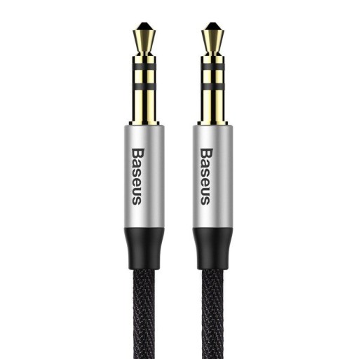 Kabel audio mini jack 3,5mm AUX 1,5m czarno-sreb
