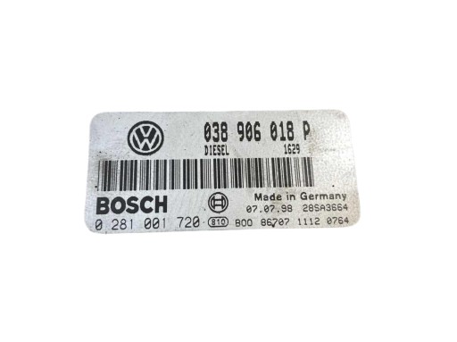 control unit of the engine PASSAT B5 1.9 TDI 038906018P 0281001720