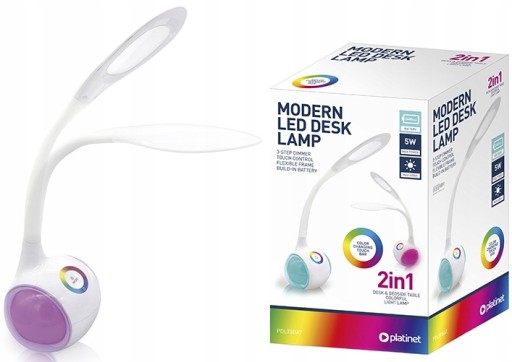 Біла настільна лампа Platinet Desk Lamp потужністю до 5 Вт