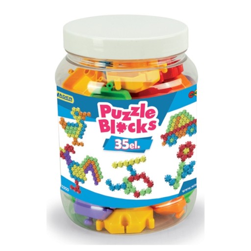 Puzzle építőkockák- kis tégelyben 35db Wader