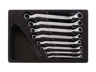 НАБОР КЛЮЧЕЙ НАКОЛЬЦОВЫХ ИЗОГНАННЫХ 45°, 8 шт. 6-22 мм