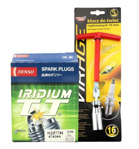 4 иридиевые свечи зажигания denso ik22ftt + гаечный ключ