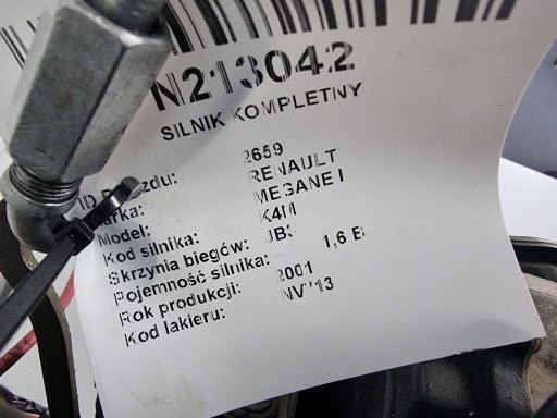 engine complete K4MA708 1.6 107 KM RENAULT MEGANE and
