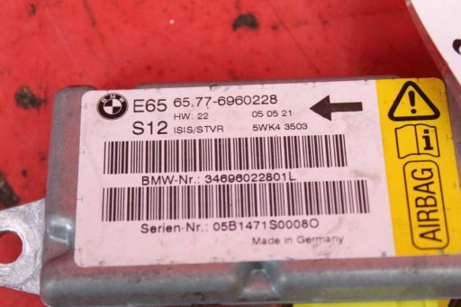 Module SENSOR Airbag Airbag Droite Avant 6960228 BMW E65 05-08