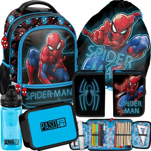 Рюкзак шкільний однокамерний Spiderman Paso чорний, Відтінки червоного, Відтінки синього
