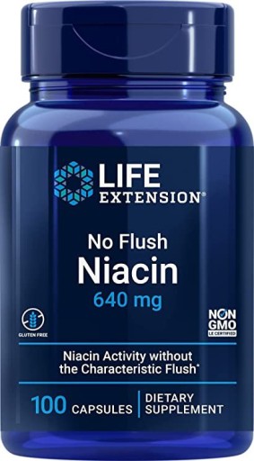 LIFE EXTENSION No Flush Niacín 640 mg (100 kapsúl)