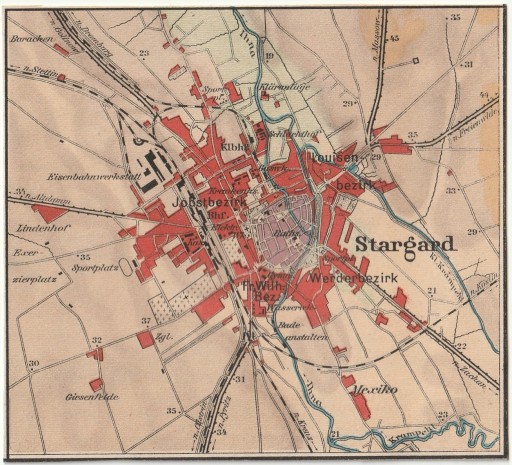 STARGARD. Mapka okolic miasta z około 1920