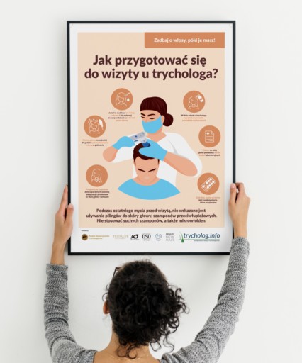 Plakat: Jak przygotować się do wizyty u trychologa? (PLEDU01)