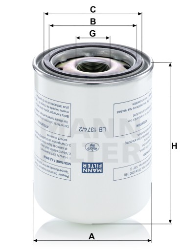 Фільтр масляний MANN-FILTER LB 1374/2