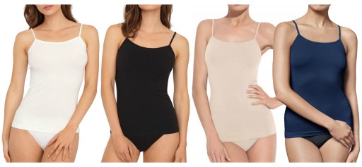 4 X KOSZULKA CAMISOLE CZARNA BIAŁA BEŻ GRANAT S