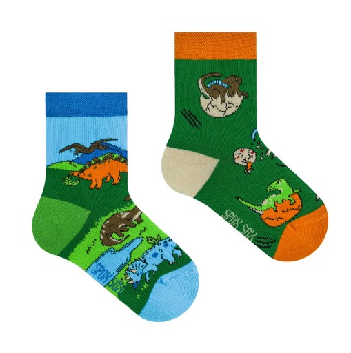 Farebné ponožky SPOXSOX Dinosaury Kids 27-30
