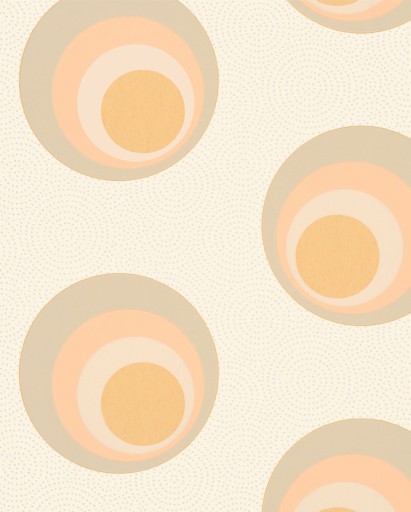 Tapeta retro wzór kółka koła beżowy pomarańczowy do salonu pokoju tapety