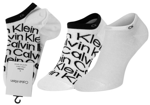 CALVIN KLEIN PONOŽKY ČLENKOVÉ PONOŽKY 2 PÁRY WHITE 43-46