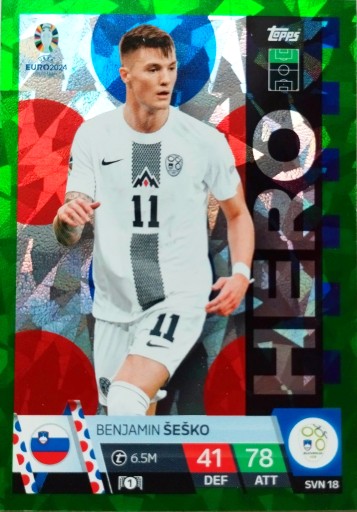 EURO 2024 TOPPS MATCH ATTAX EMERALD HERO SVN 18 БЕНДЖАМІН СЕСКО