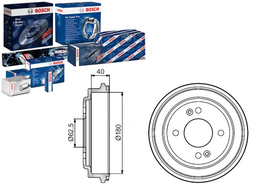 BOS0 986 - Комплект гальмівних барабанів BOSCH J3400513 7D0678