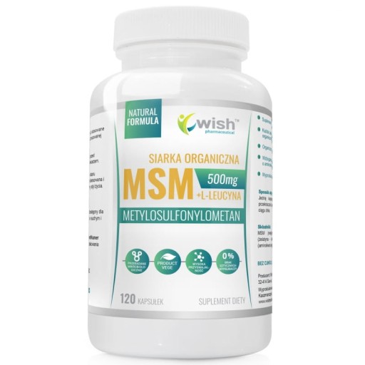 WISH MSM 500mg Organická síra L-leucín 120kaps