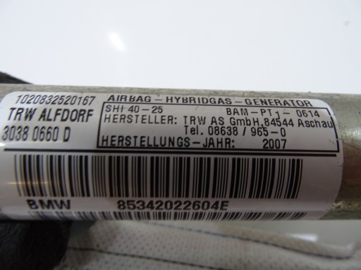 tetö légzsák AIRBAG jobb BMW X3 E83 LCI 3420226