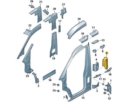 7CA809289 - * УКРЕПЛЕНИЕ B-СТОЙКИ VOLKSWAGEN CRAFTER ОРИГИНАЛ