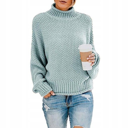 Jeseň/zima voľný sveter s rolákom plus size3XL