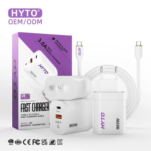 RYCHLÁ SÍŤOVÁ NABÍJEČKA USB-C, USB-A 30W + KABEL USB-C na USB-C 3.0 3.0A