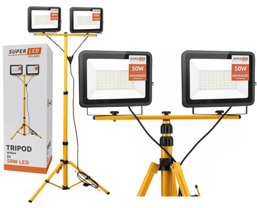 Галогенный светодиодный прожектор для штатива 2x 50Вт LED 11000 лм ГОТОВЫЙ КОМПЛЕКТ