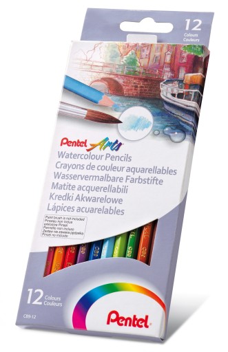 Zestaw kredek akwarelowych - Pentel - 12 kolorów