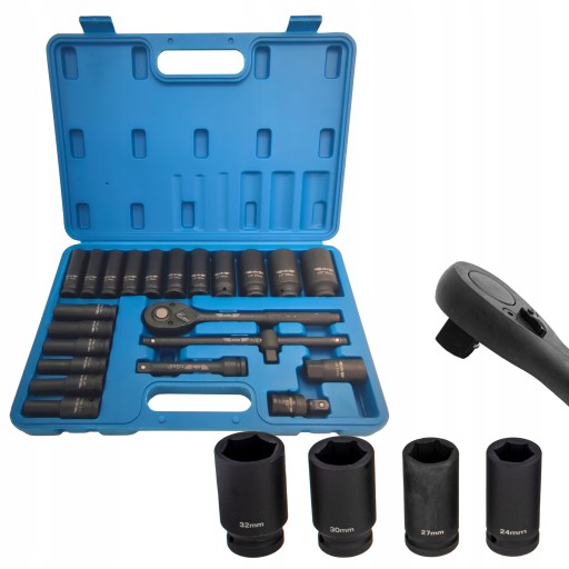 НАСАДКИ ADLER УДАРНЫЕ НАСАДКИ С ТРЕЩОТКОЙ 23шт. 1/2' 8-32мм