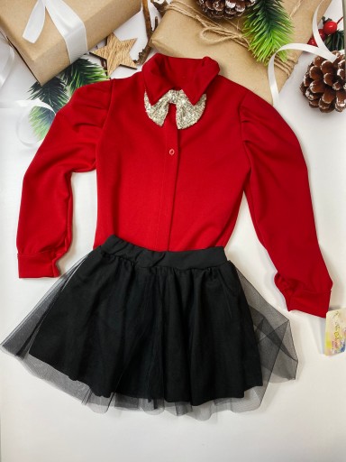 146 152 СОРОЧКА елегантна червона краватка-метелик