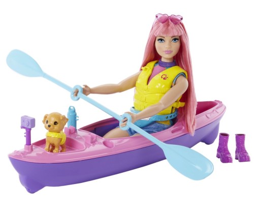 BARBIE Bábika Daisy v kempe Kajak Psík + AKC