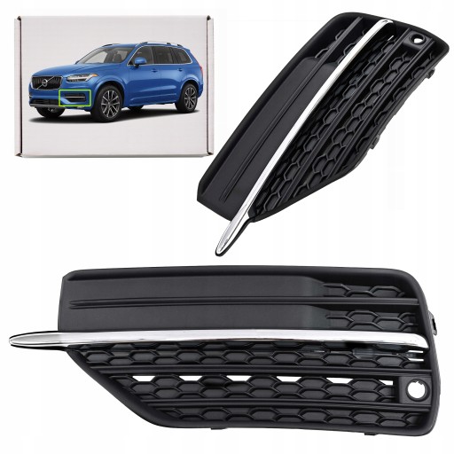 A11553 - Volvo xc90 2015 - решітка радіатора бампера решітка ліва хромована з отвором для пк новий