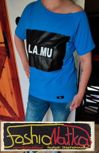 Dámska jarná blúzka s logom La Mu - Modrá