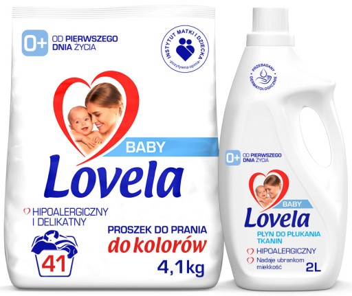 Súprava Lovela Baby Prášok do farby 4,1 kg + Aviváž 2 l 41 praní