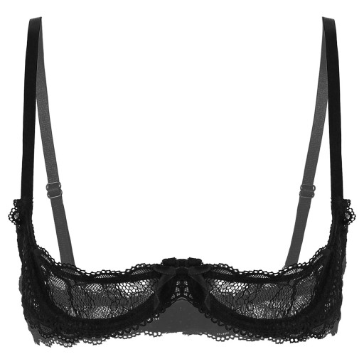 Women See-through Lace Hollow Out Bra Lingerie Exotic Open Cups Exposed  Nipples Chest Brace Underwire Brassiere Top Nightwear